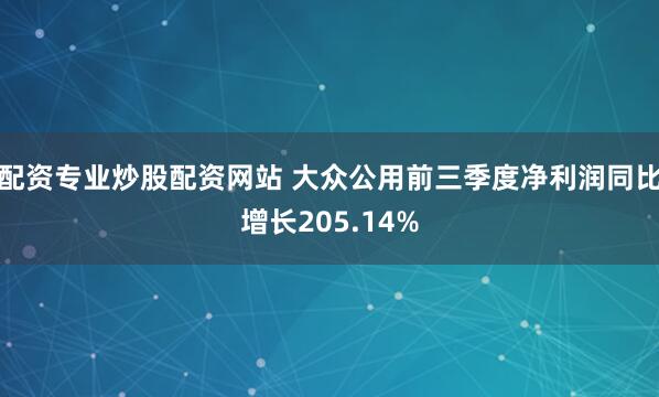 配资专业炒股配资网站 大众公用前三季度净利润同比增长205.14%