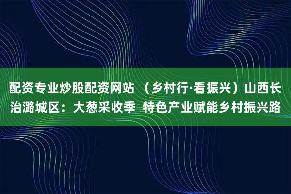 配资专业炒股配资网站 （乡村行·看振兴）山西长治潞城区：大葱采收季  特色产业赋能乡村振兴路