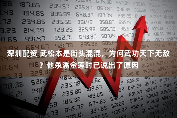 深圳配资 武松本是街头混混，为何武功天下无敌？他杀潘金莲时已说出了原因